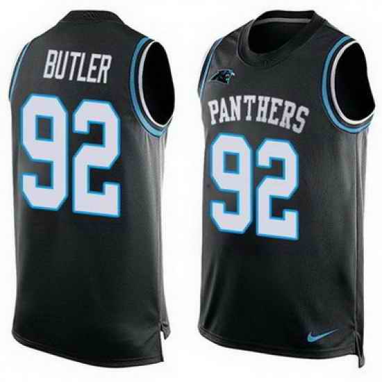 Nike Panthers #92 Vernon Butler Black Team Color Mens Stitched NFL Limited Tank Top Jersey